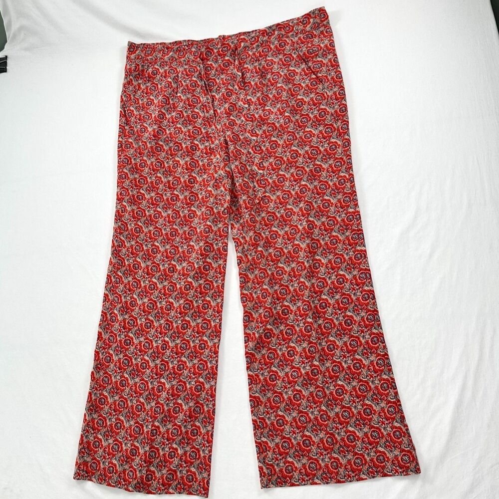 Joie Silk Wide Leg Pants Womens 6 Red Pull On Floral Flowy Vacation Quiet Luxury